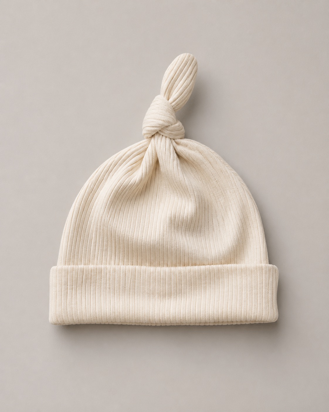 Knotted Beanie in Oat — Baby