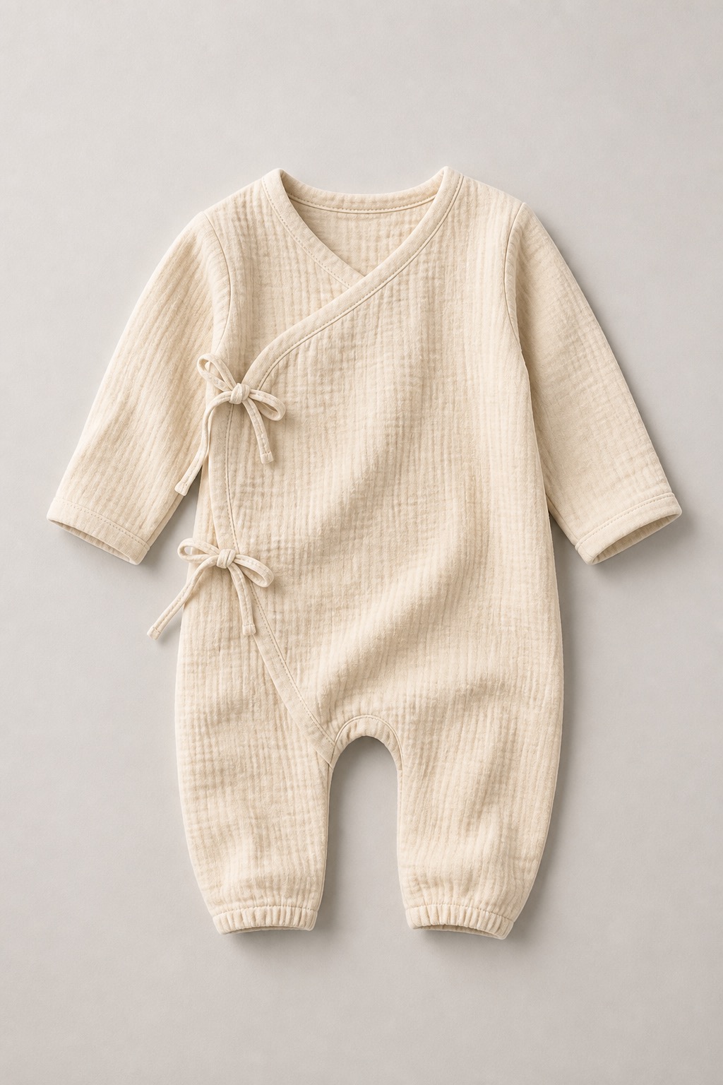 Muslin Wrap Romper in Oat — Newborn