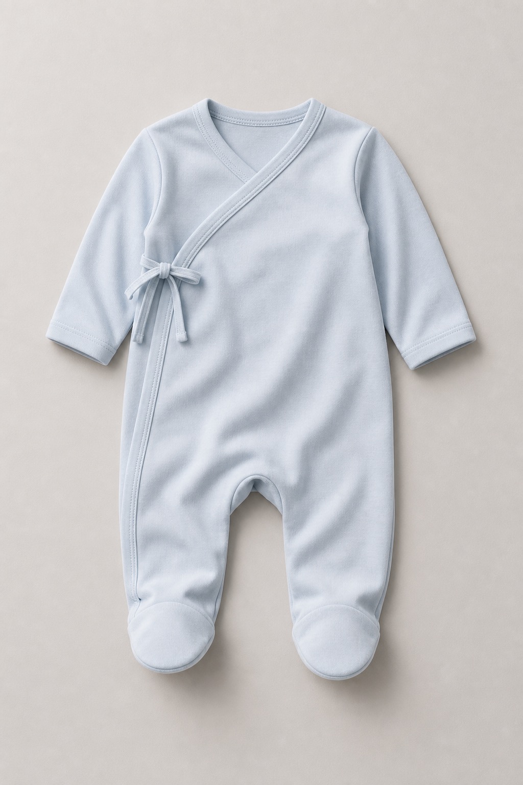 Footed Kimono Gown in Powder — Newborn